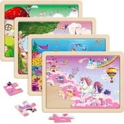 SYNARRY Wooden Princess Mermaid Puzzles for Kids Ages 3-8, 4 Packs 24 PCs Jigsaw Puzzles Preschool Toys Gifts for Children, Wood Puzzles for 3 4 5 6 Year Old Girls
